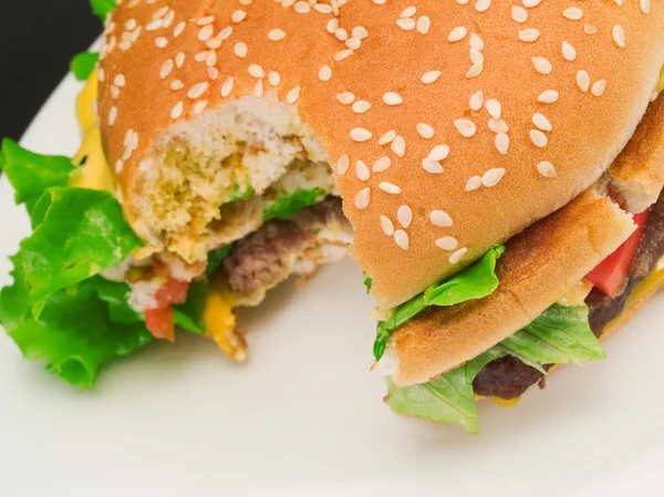 Hamburger with steak, cheese — Stock Photo, Image