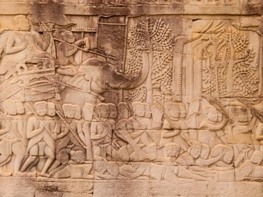Details of stone carvings at Bayon Temple