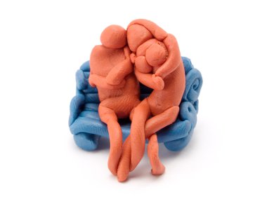 oving çift bir bankta