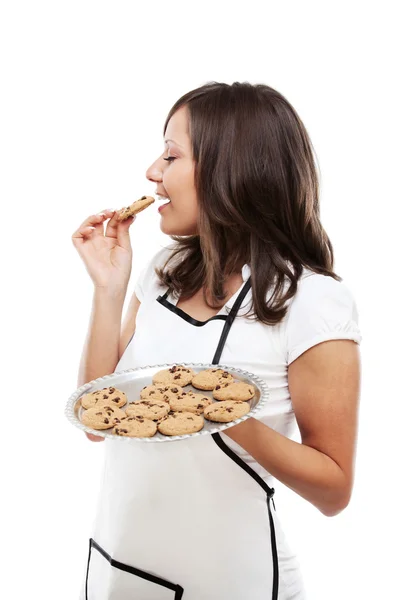 Young woman with homemade cookies — Stock Photo, Image