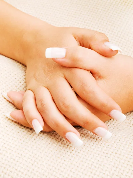 Woman's french manicure — Stock Photo, Image