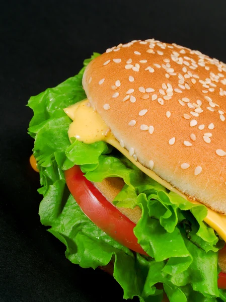 Hamburger with steak, cheese — Stock Photo, Image