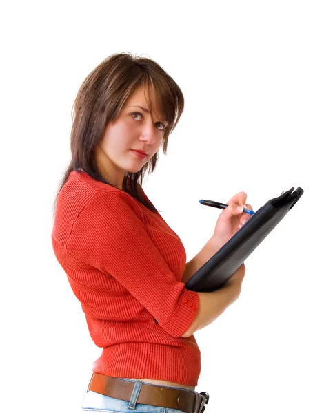 Business Girl Taking Notes — Stock Photo, Image