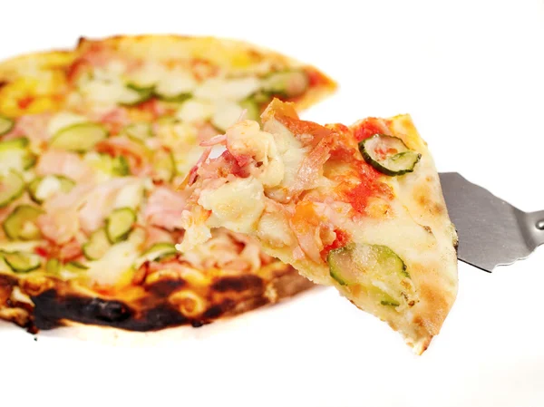 Gustosa pizza su sfondo — Foto Stock