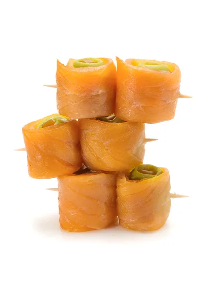 Rollos de salmón con aceituna — Foto de Stock