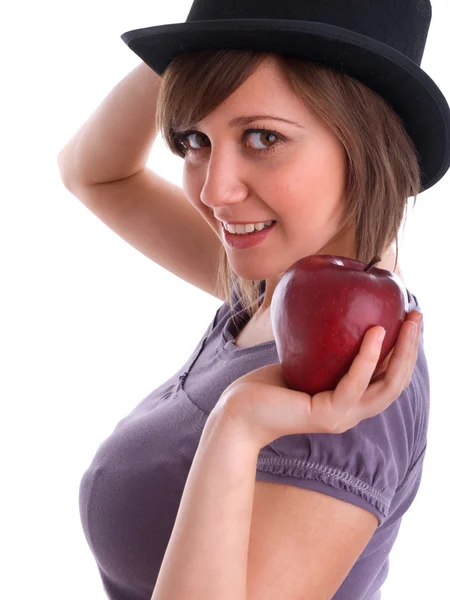 Adolescente com maçã — Fotografia de Stock