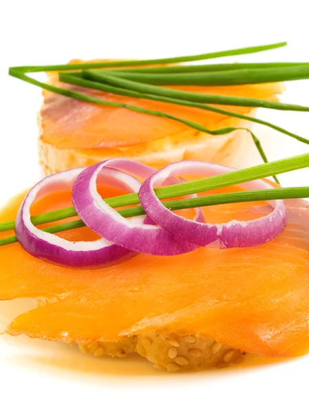 Сендвичі з лососем на тлі — стокове фото