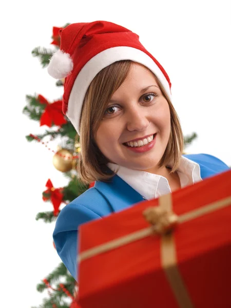 Mujer con regalo de Navidad — Foto de Stock