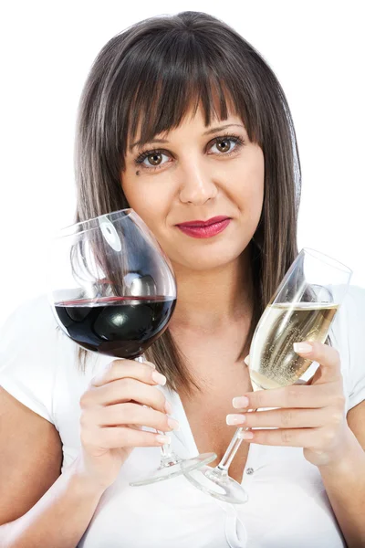 Jämförelse mellan rött och vitt vin — Stockfoto