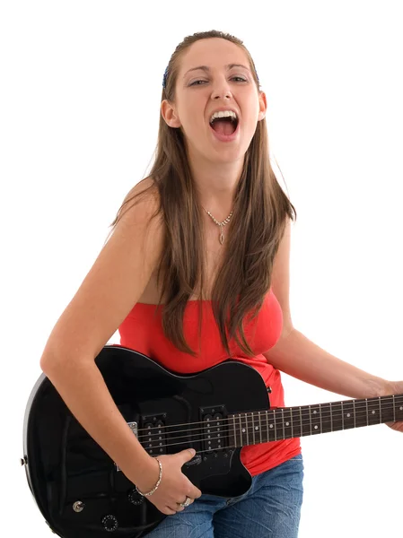 Girl with an Electric Guitar — Stock Photo, Image