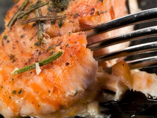 Salmone al forno da vicino — Foto Stock