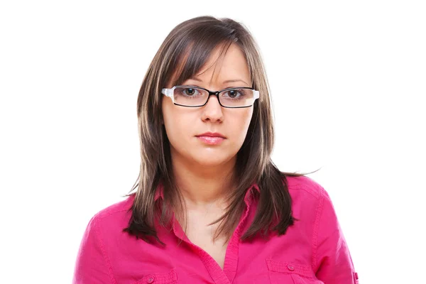 Femme avec des lunettes isolées — Photo