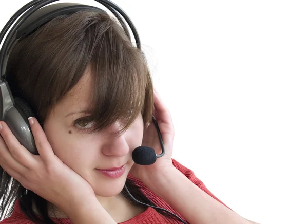 Attrative dziewczyna ze słuchawkami — Zdjęcie stockowe