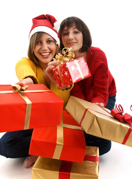 Mujeres con regalos de Navidad — Foto de Stock