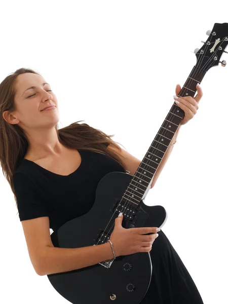 Fille avec une guitare électrique — Photo