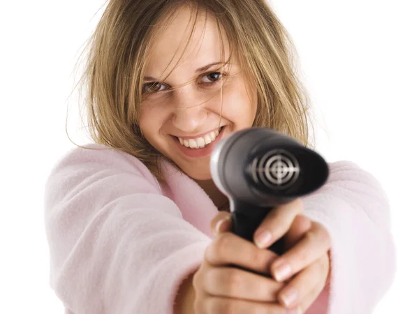 Female drying hair — Stock Photo, Image