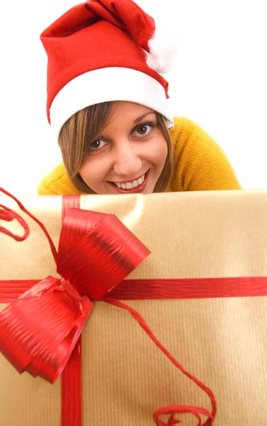 Woman with christmas present Royalty Free Stock Photos