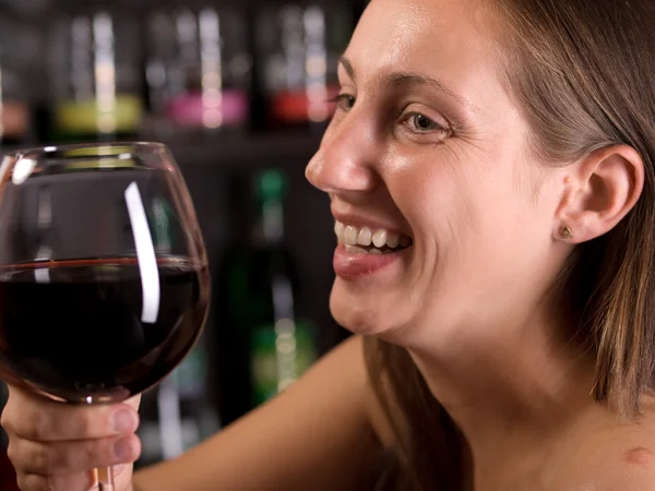 Woman drinking red wine Royalty Free Stock Photos