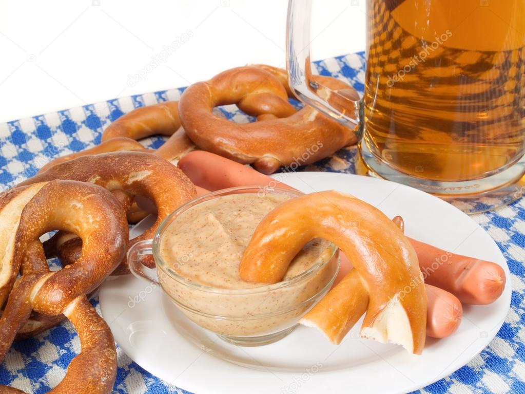 tasty Bavarian Food on background