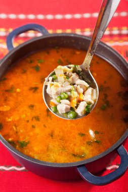 Sebzeli çorba çorba, yakın