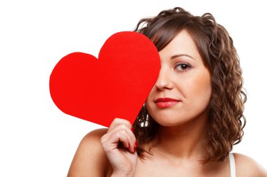 kadın holding kırmızı kağıt kalp