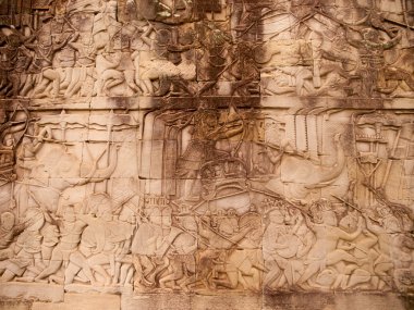 Details of stone carvings at Bayon Temple