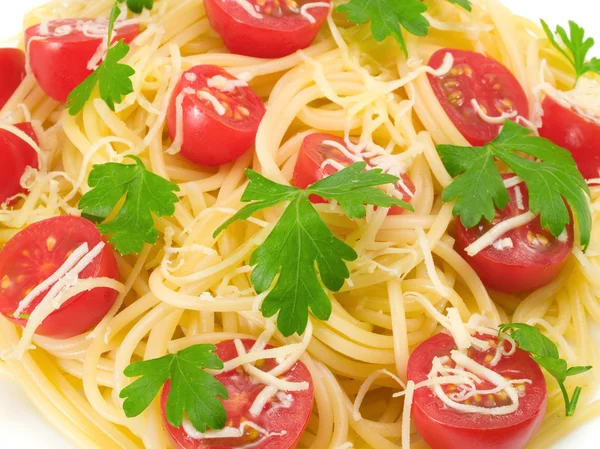 Spaghetti preparati con pomodorini — Foto Stock