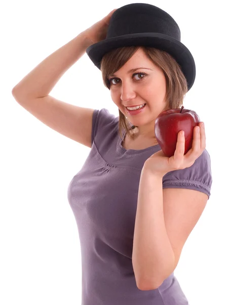 Teenager Mädchen mit Apfel — Stockfoto