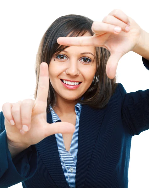 Businesswoman pointing isolated — Stock Photo, Image