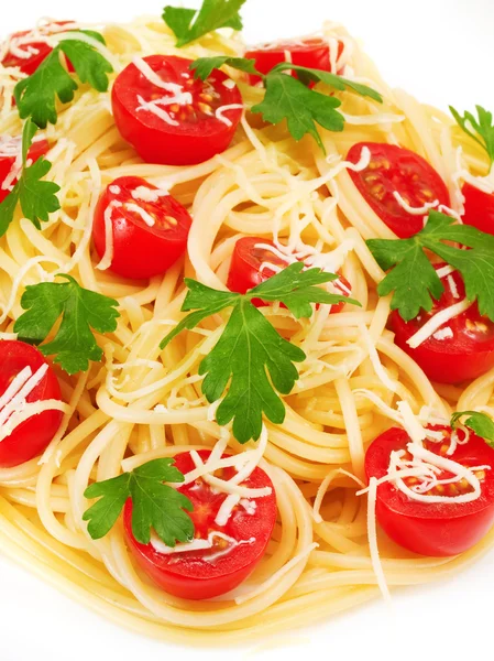 Dpaghetti med körsbärstomater — Stockfoto