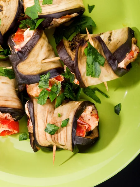 Eggplant rolls filled with cheese — Stock Photo, Image