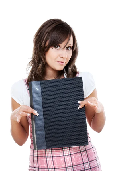 Young woman holding  folder — Stock Photo, Image