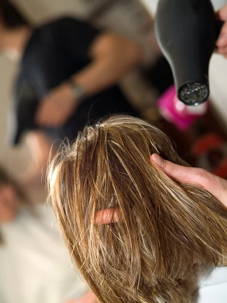 Mujer joven en el estudio de pelo —  Fotos de Stock