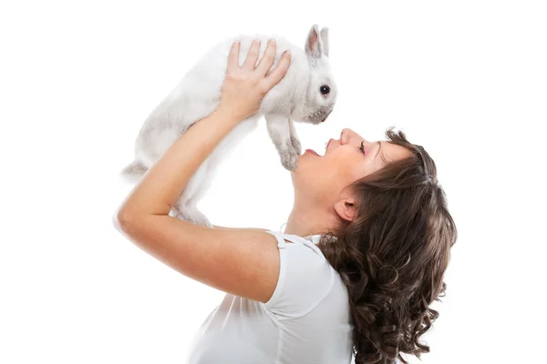 젊은 여자와 토끼 — 스톡 사진