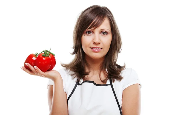 Jonge vrouw met tomaten — Stockfoto