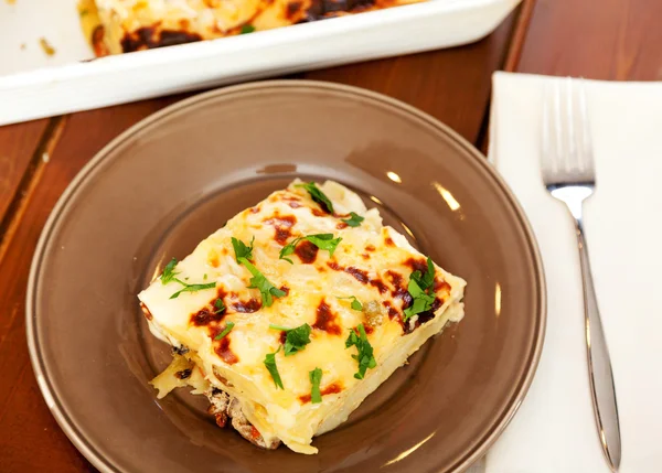 Typical italian lasagna served in a plate — Stock Photo, Image