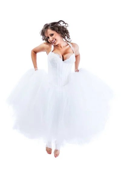 Young bride jumping — Stock Photo, Image