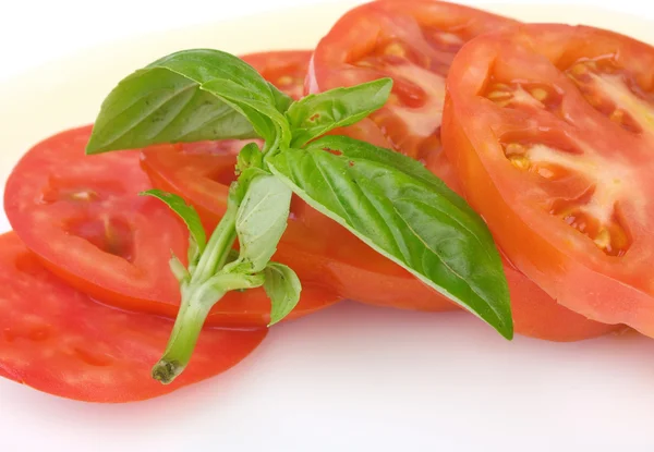 Tomatensalade op achtergrond — Stockfoto