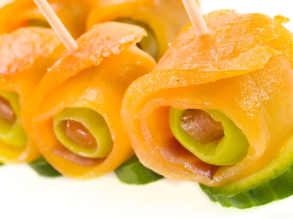 Salmon Rolls with Olive — Stock Photo, Image