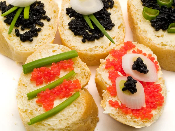 Tasty Sandwiches with Caviar — Stock Photo, Image