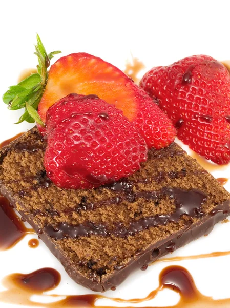 Csokoládé torta szamóca — Stock Fotó