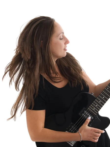 Fille avec une guitare électrique — Photo