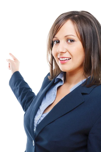 Businesswoman pointing  with  finger — Stock Photo, Image