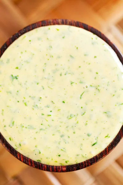 Homemade mayonnaise with parsley — Stock Photo, Image