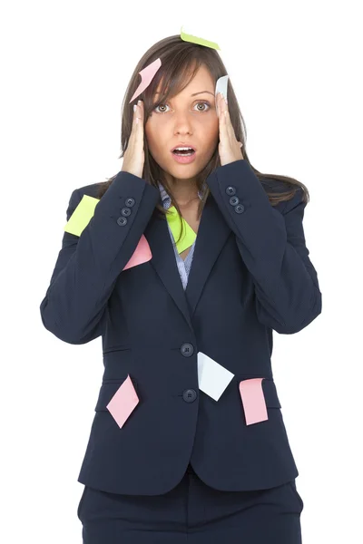 Businesswoman with sticky notes — Stock Photo, Image