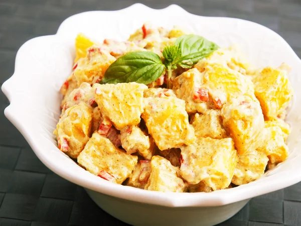 Potato salad on background — Stock Photo, Image