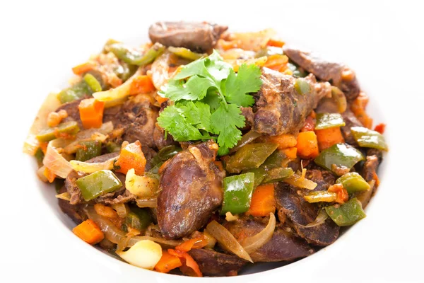 Duck hearts stew vegetables — Stock Photo, Image