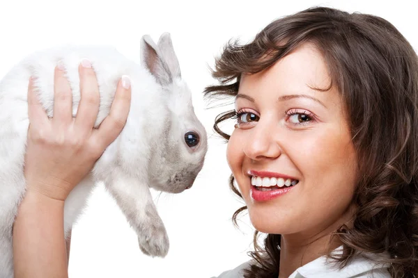 Young woman and  rabbit — Stock Photo, Image