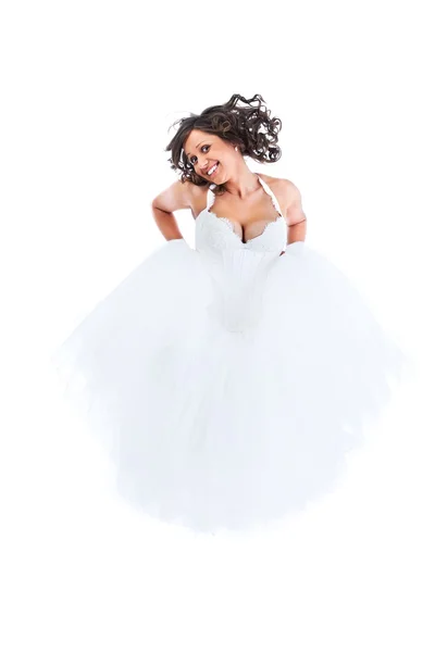 Young bride jumping — Stock Photo, Image