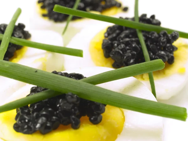 Eggs with Black Caviar — Stock Photo, Image